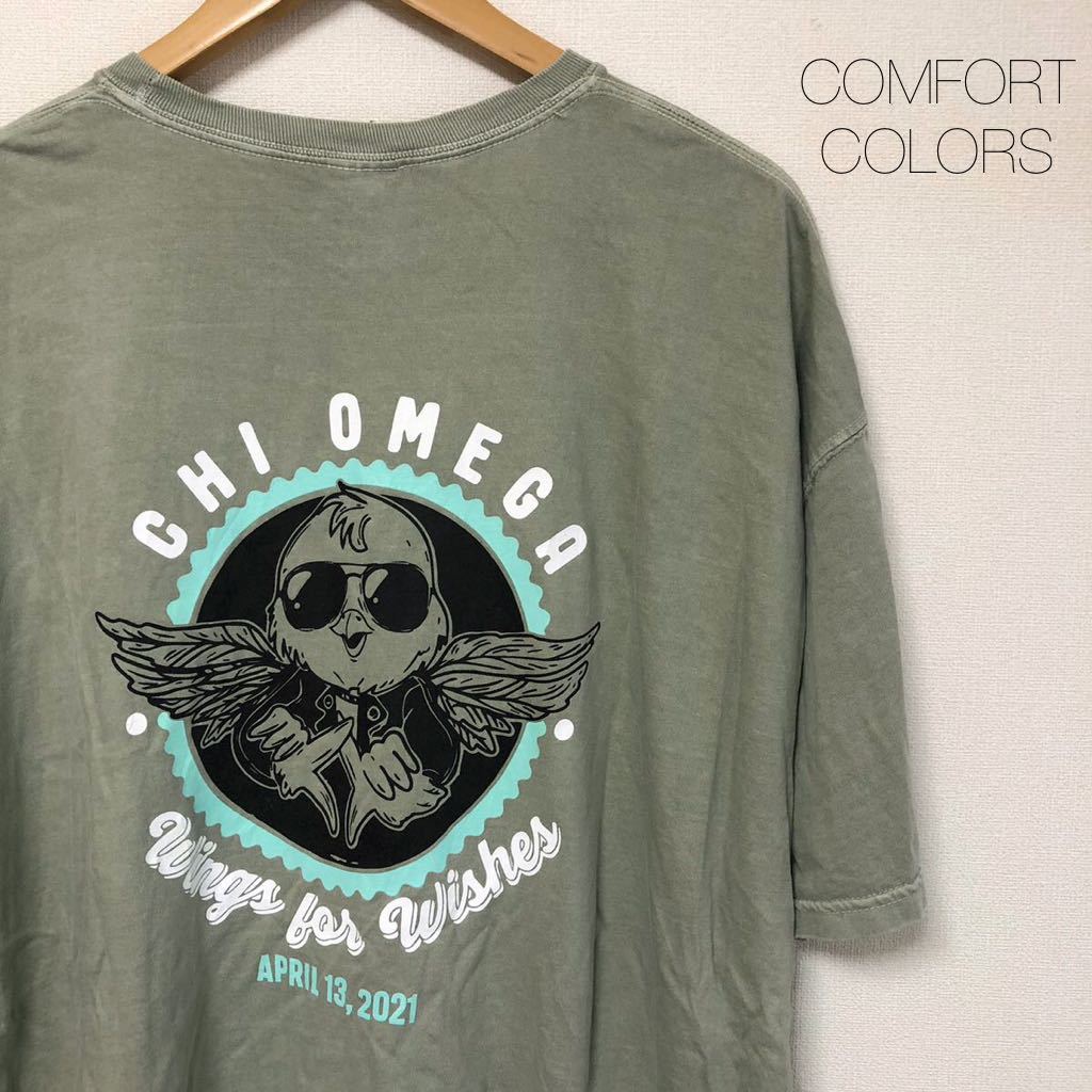 COMFORT COLORS*コンフォートカラーズ /メンズ2XL 半袖Tシャツ トップス プリントTシャツ CHI OMEGA ロゴT アメカジ USA古着 大きいサイズ拍卖