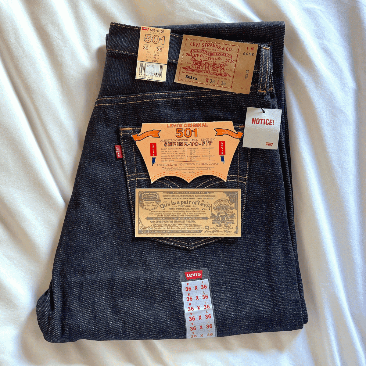 00s 米国製 デッドストック LEVI’S 501XX 501-01OR レギュラー W36 L36 リジッド ビンテージ 未使用 アメリカUSA製 ジーンズ デニムパンツ拍卖
