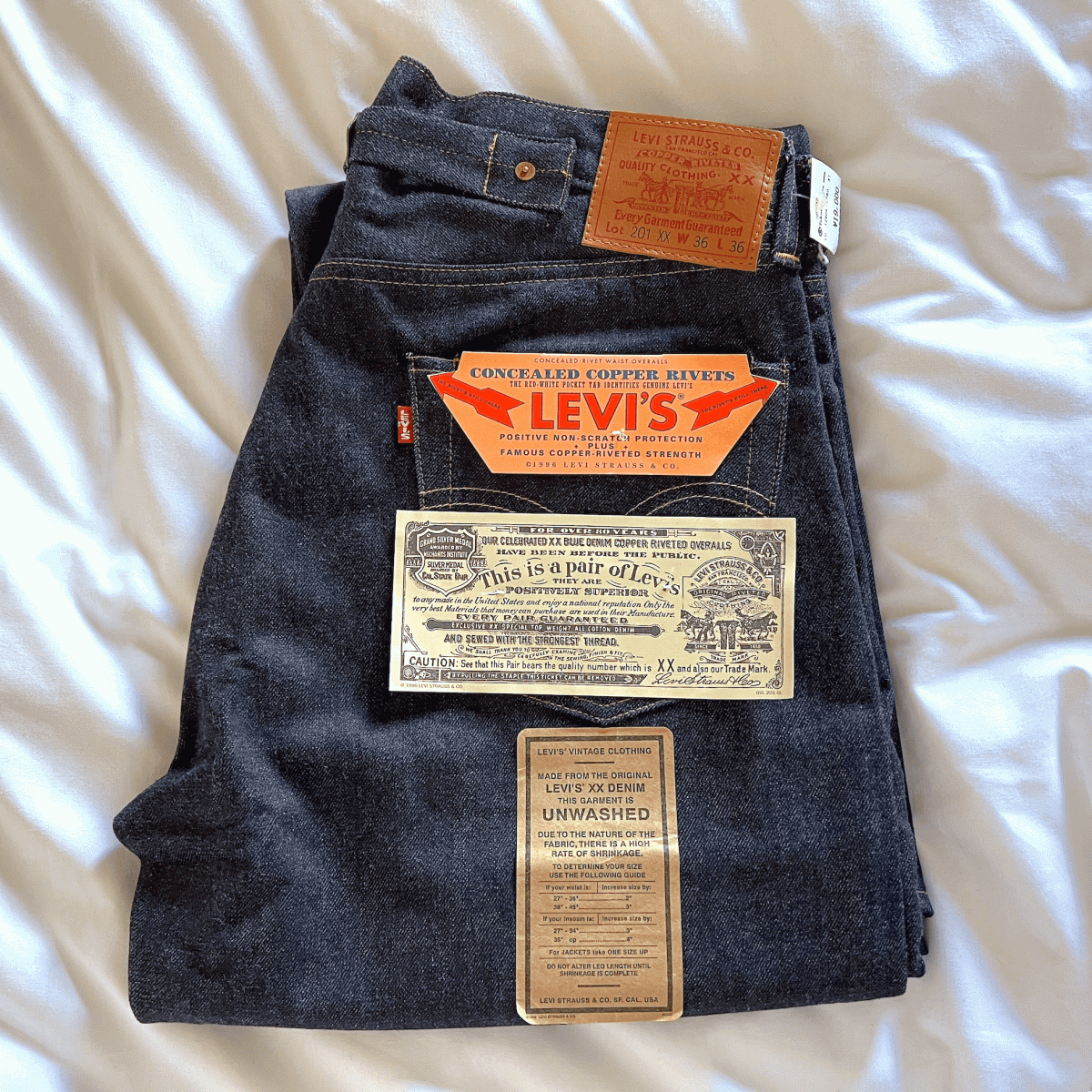 バレンシア工場製 1937年モデル LEVI’S 201XX 201-0003 W36 L36 未使用 デッドストック リジッド 米国製 30s 37s 復刻 555 アメリカUSA製拍卖