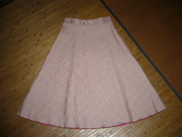 247‐56♀:adametrope アダムエロペ 膝丈 カットソー スカート size.36 S 色.肌色系 裏ピンク ㈱JUN 日本製 今からの時期に拍卖