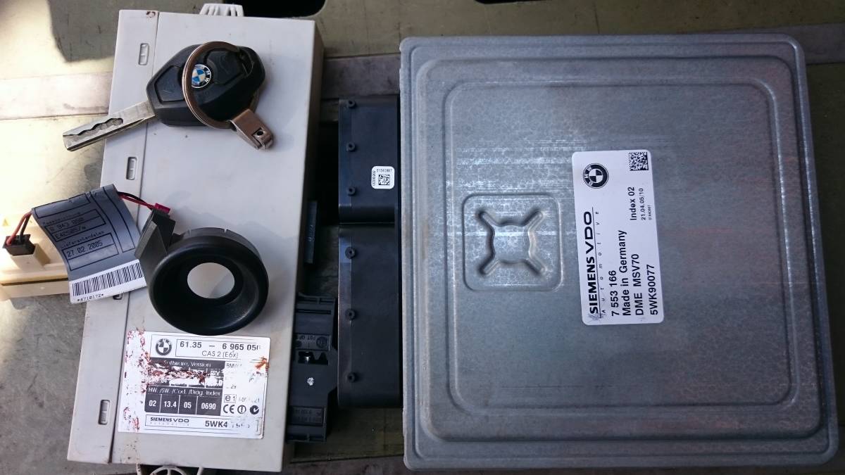 BMW/エンジンコンピューター+CAS2+キー他/12147553166/5WK90077/DME:MSV70/エンジンコードN52/E87/E90/E60他/60000km拍卖