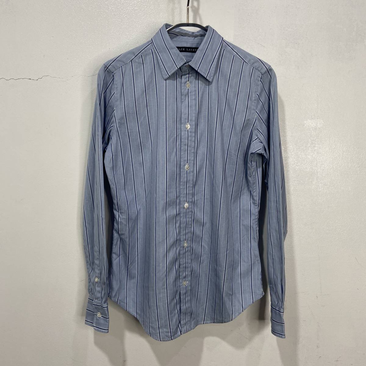 送料無料☆RalphLauren☆ラルフローレン☆ストライプ柄長袖シャツ☆ブルー系☆レディース9☆S相当☆G23拍卖