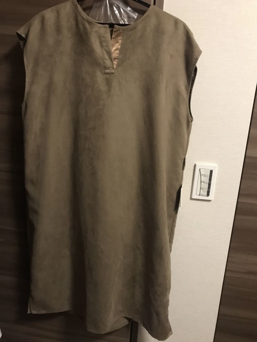 新品未使用タグ付き ロングワンピース LLサイズ スエード調 着まわし ベルト付き 即決あり拍卖