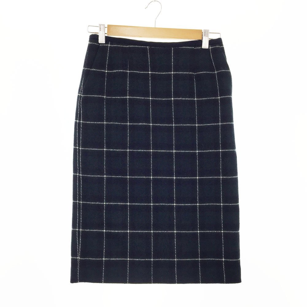 ★美品 Demi Luxe BEAMS デミルクス ビームス チェック柄スカート レディース サイズ36 グリーン ボトムス 68270236594 1BB/40546拍卖
