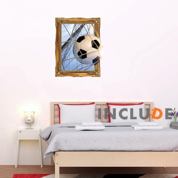 ウォールステッカー サッカー ゴール 得点 シュート ネット 突き抜ける トリックアート 3D ワールドカップ拍卖