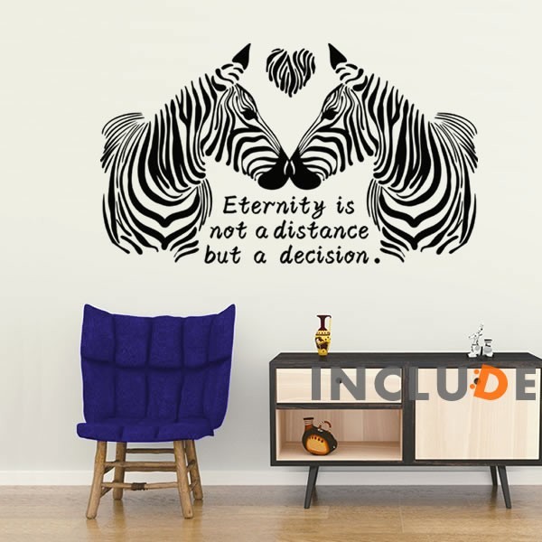 ウォールステッカー 動物 アニマル 誕生日 しまうま ゼブラ ハート ロゴ モノトーン 自然 アート ラインアート拍卖