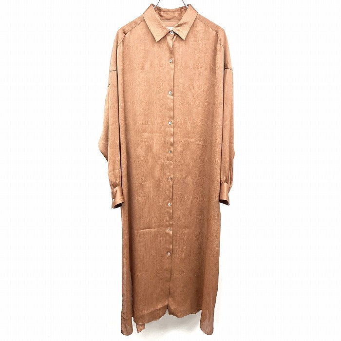ジャーナルスタンダード JOURNAL STANDARD NEU 楊柳シャツワンピース 長袖 シェルボタン留め 無地 ポリ100% F ブラウン 茶色 レディース拍卖