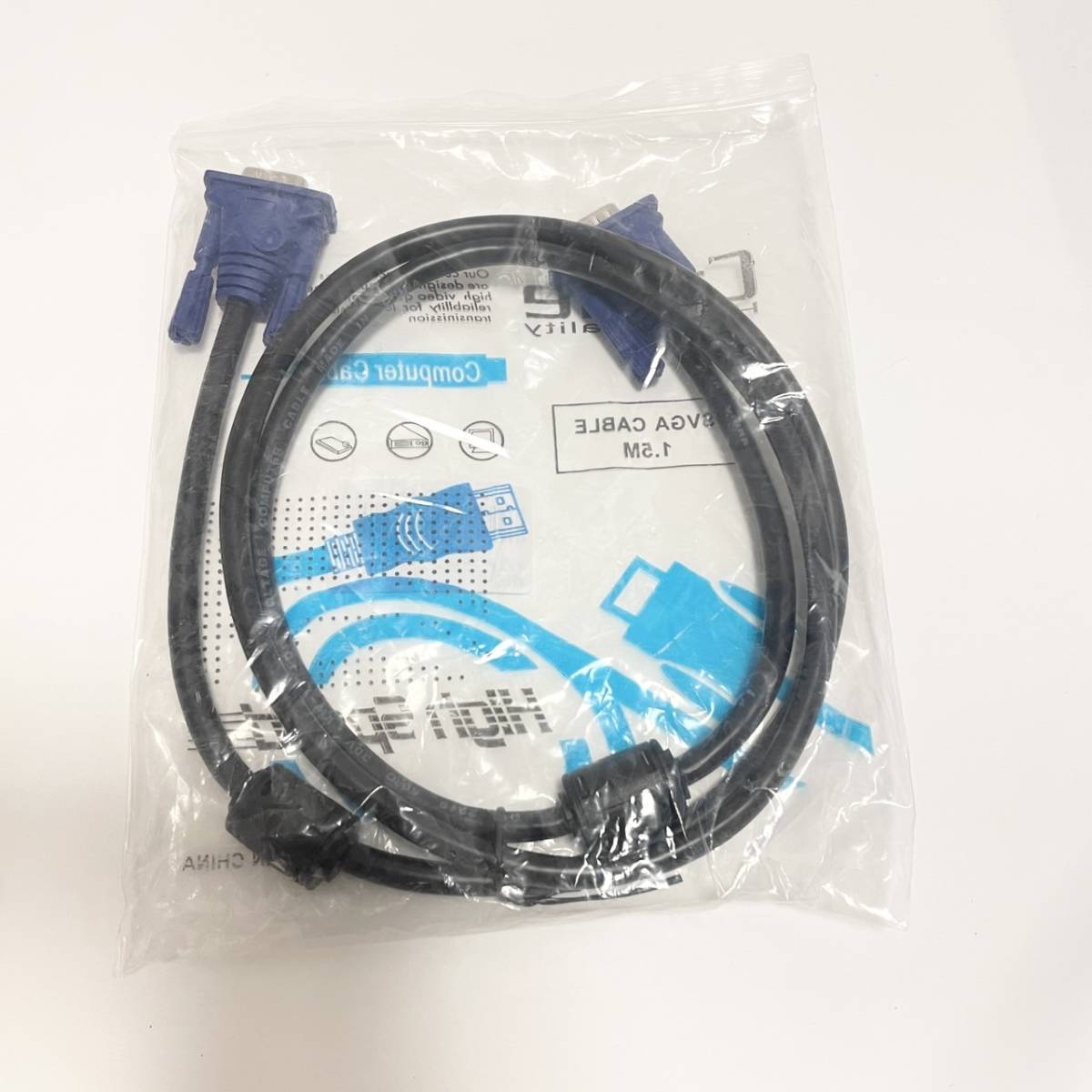 ディスプレーケーブル VGA ケーブル (オス-オス)スリムD-Sub 15ピン 延長ケーブル 金メッキコネクタ ディスプレイ HDTV等に適用 (1.5m)拍卖