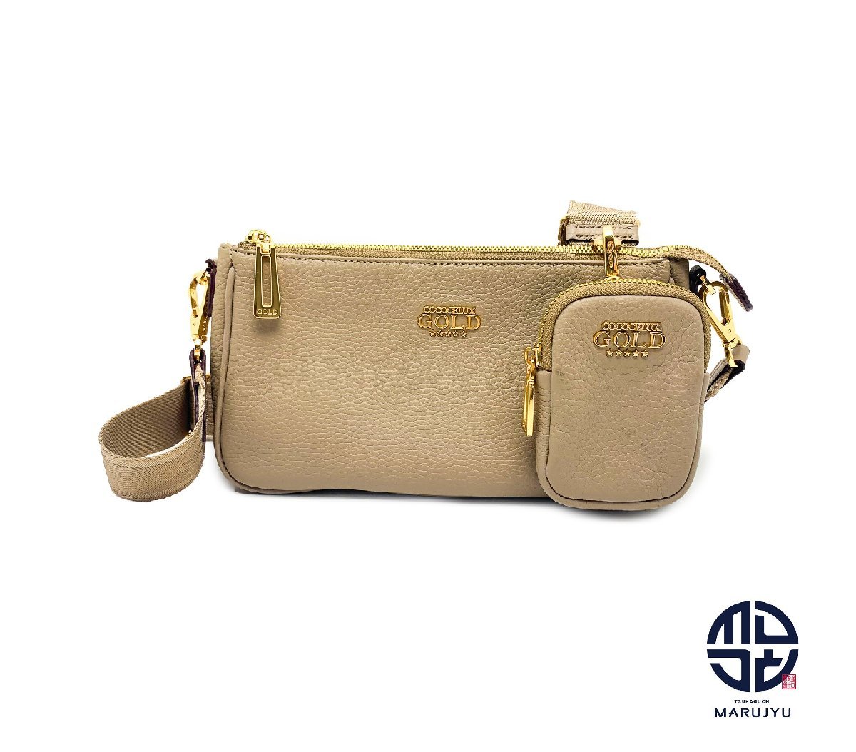 COCOCELUX GOLD ココセリュックス ゴールド ベージュ 3WAY ショルダーバック ポーチ付き拍卖
