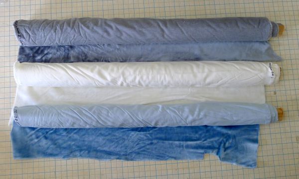 e515 【未使用】布ロール 3点 グレー 巾140㎝ ブルー 巾138㎝ 生成 巾140㎝ ハンドメイド 手芸 裁縫 【直接引取歓迎 大阪市生野区】/200拍卖