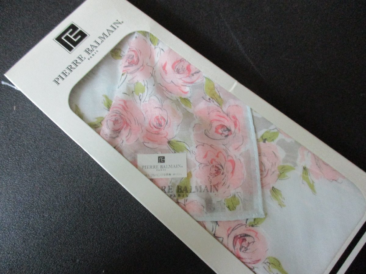 ★とちぎ屋!【PIERRE・BALMAIN Paris】ピエール・バルマン パリス ハンカチーフ 綿100% 清楚な逸品!日本製★拍卖