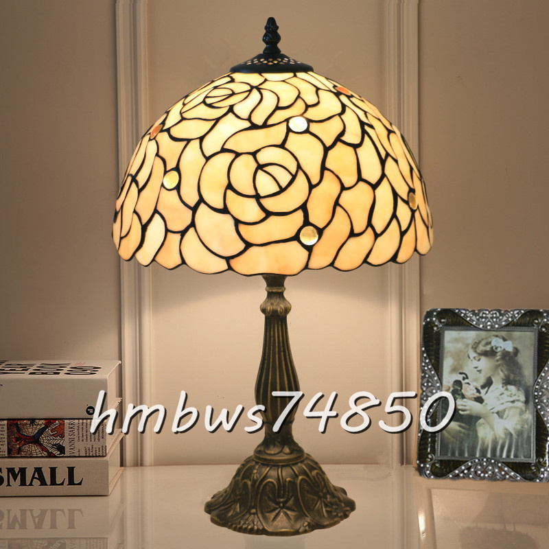 綺麗 芸術品 ステンドランプ ステンドグラス レトロな雰囲気 花柄 照明 ティファニー技法 テーブルスタンド アンティーク 室内装飾拍卖