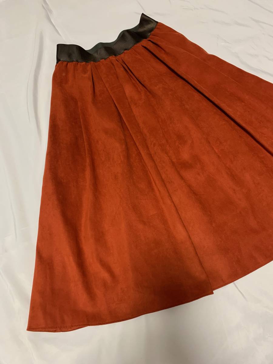 Vivienne tam ヴィヴィアンタム スエード 高級 スカート シンプル 赤系 アーカイブ archive skirt拍卖