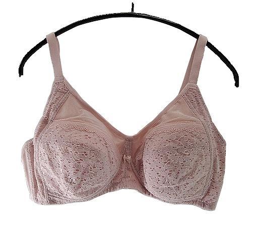 SI5798-2◇ 新品 フルカップ ブラジャー カップレース 肩紐調節可 真ん中にリボン付 ノンワイヤー F100サイズ ソフトピンク 送料 350円拍卖