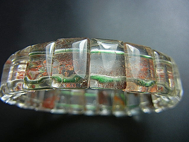 高級天然水晶JFV2016 超極上級 幻像多彩ガーデンクオーツ バングル 10*14mm超透明超勧め拍卖