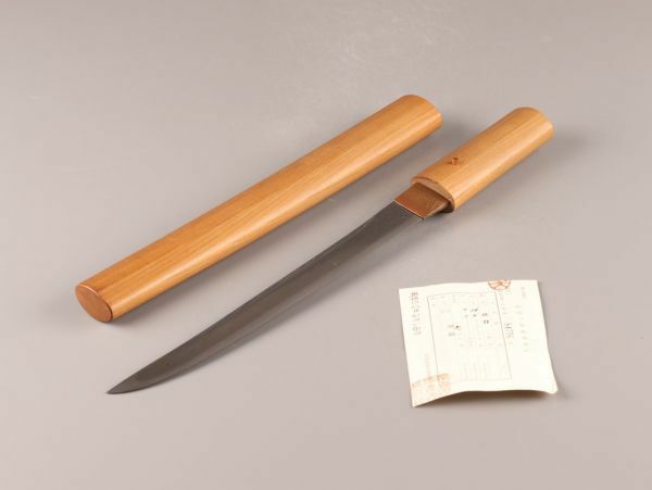 古美術 時代武具 短刀 26.8cm 無銘 登録付 白鞘 時代物 極上品 初だし品 C0419