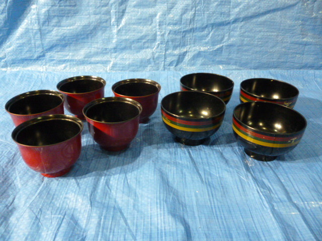 助G-004 中古★お椀 9個 セット 食器 和食器 漆器 漆塗 汁椀拍卖