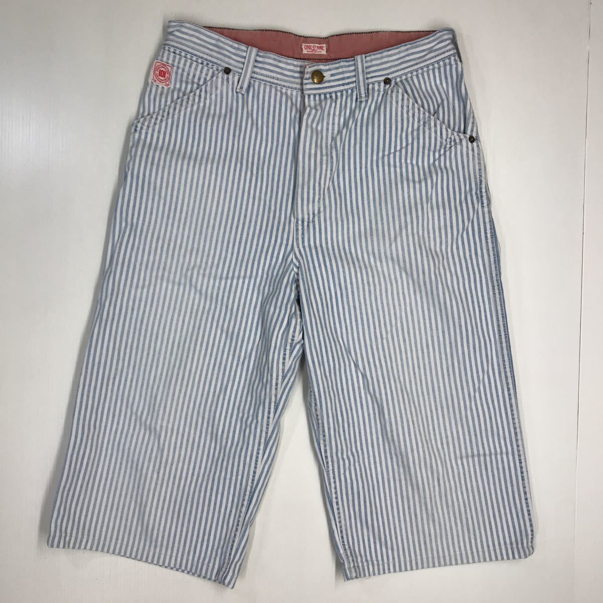 ONEOONE ワンオーワン デニムハーフパンツ 日本製 ショートパンツ 短パン エドウィン商事 ストライプ W31 28-152a拍卖