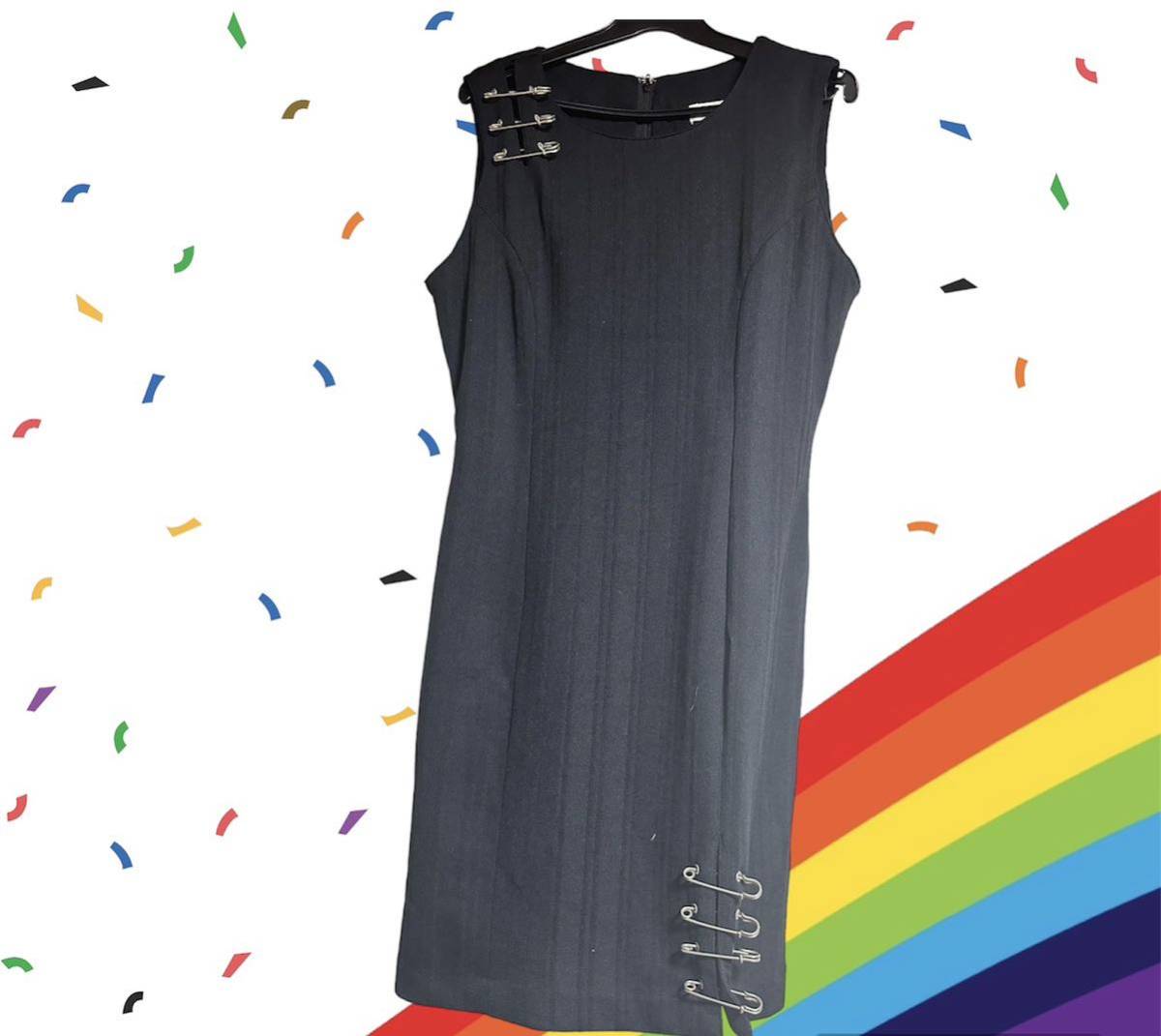 安全ピンいっぱいシンプルノースリーブワンピース♪~M~拍卖