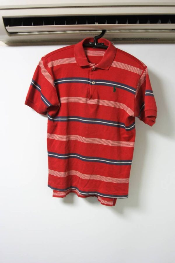 BURBERRY バーバリー POLO ロンドン ポロシャツ キッズ M 赤 RED ボーダー 古着拍卖