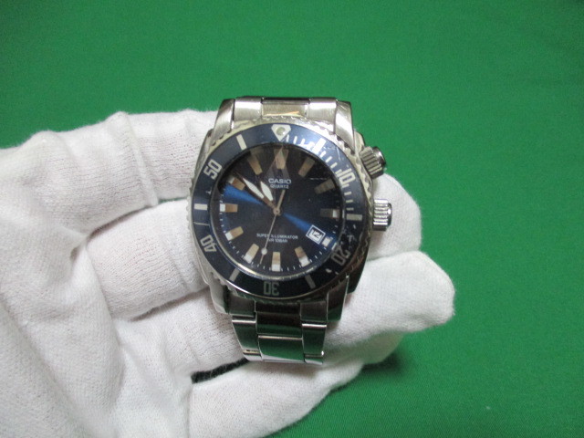 即決価格 早い者勝ち 正規品 カシオ アナログ 時計 青 casio ダイバーズウォッチデザイン 腕時計 傷あり 電池切れ拍卖