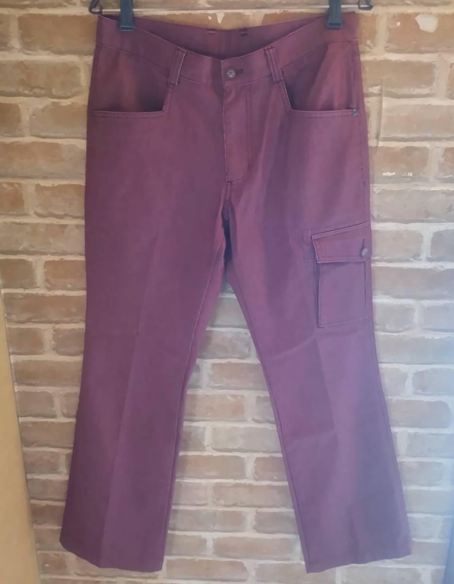 美品! カッター&バック CUTTER&BUCK サイズ79 カーゴタイプ あずき色×細かいストライプ しっかりしたやや薄手生地 春秋向き拍卖