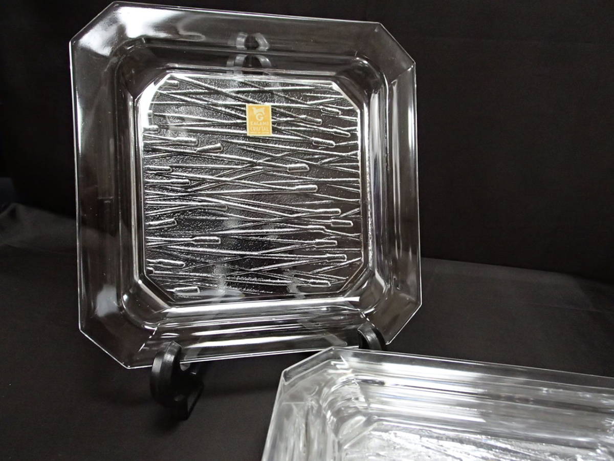 KAGAMI CRYSTAL ( デザートプレート ・・・5枚 )【 松葉 】 未使用・箱なし・美品拍卖