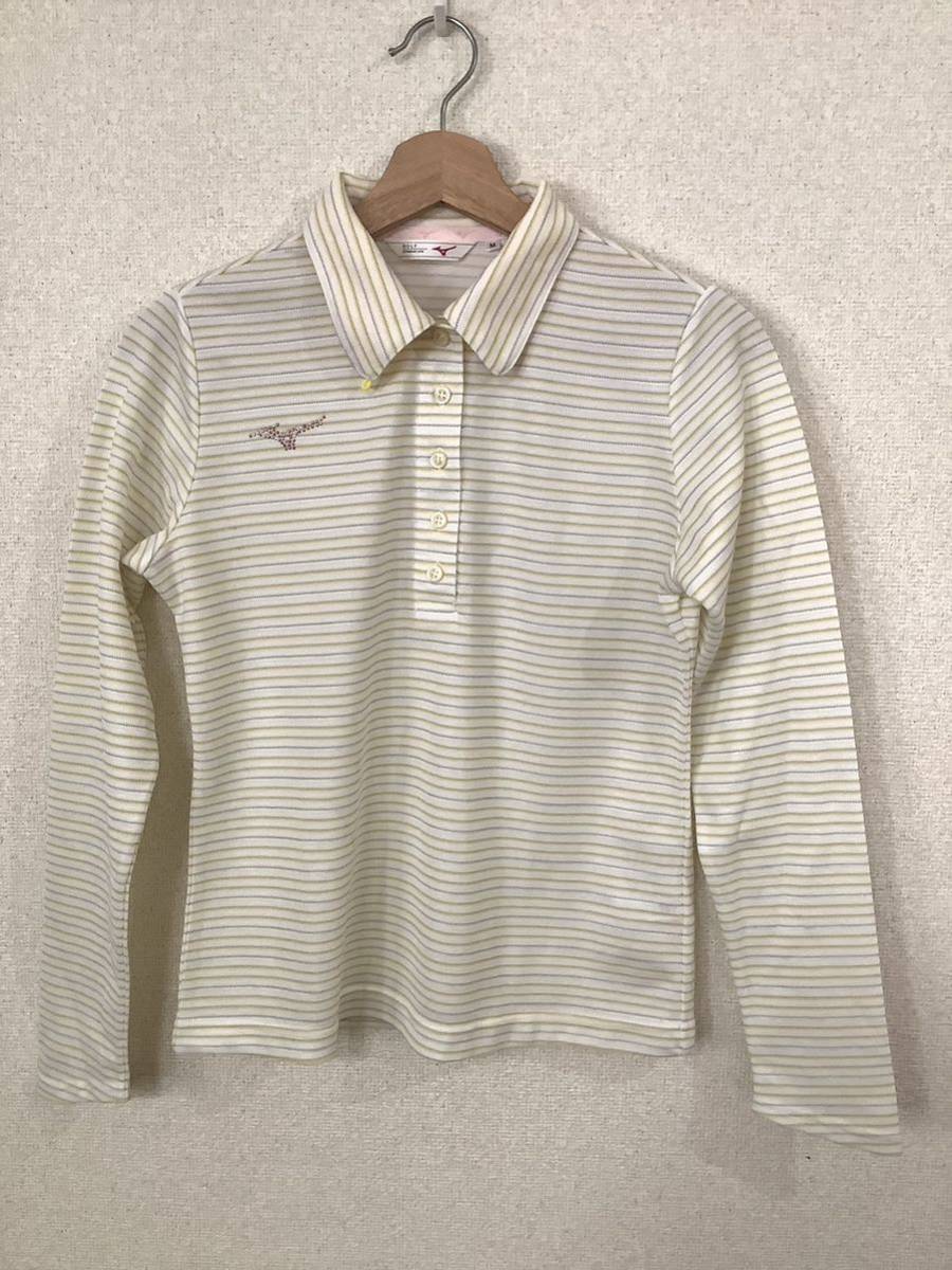 creative Line golf クリエイティブラインゴルフ ボーダー柄 長袖ポロシャツ レディース ホワイト イエロー ゴルフウェア拍卖