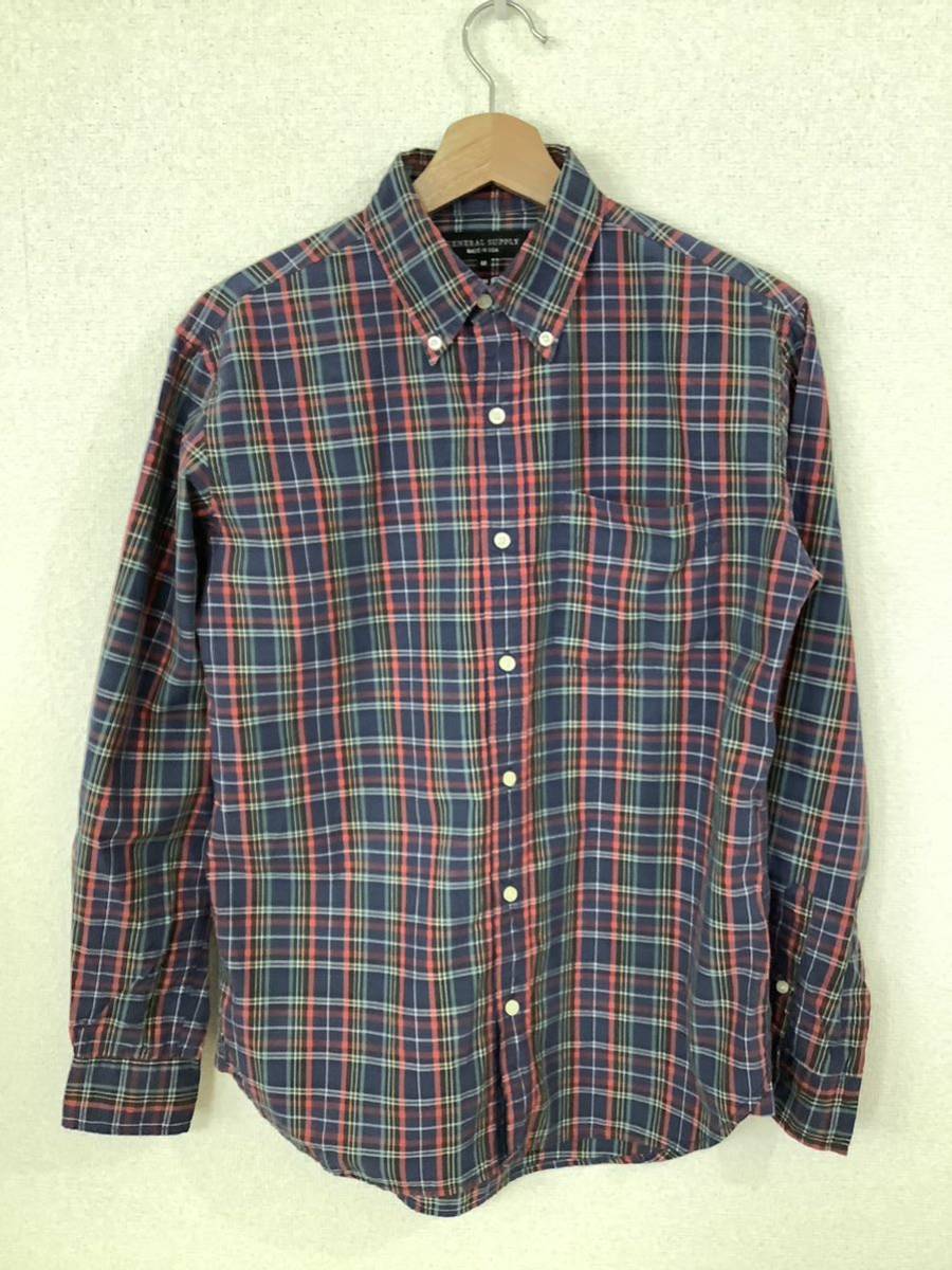 GENERAL SUPPLY ジェネラルサプライ USA製 ボタンダウンシャツ 長袖シャツ コットン チェック柄 メンズ セレクト拍卖