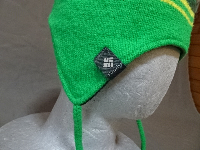 激レア USA購入 人気アウトドア コロンビア【Columbia】製 USカレッジ オレゴン大学ダックス ロゴマーク ヒモ付 ニットキャップ 中古良品拍卖