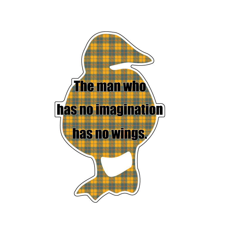ことわざステッカー『The man who has no imagination has no wings』黄色 鳥 シール 透明 名言 アメリカン拍卖