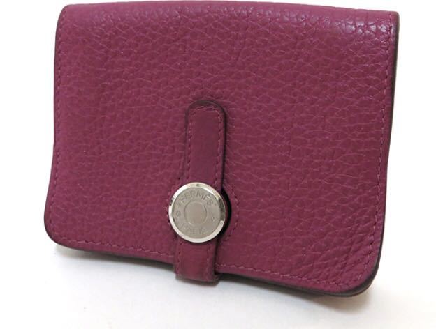 エルメスドゴンミニ小銭入れ。フューシャピンク良品拍卖