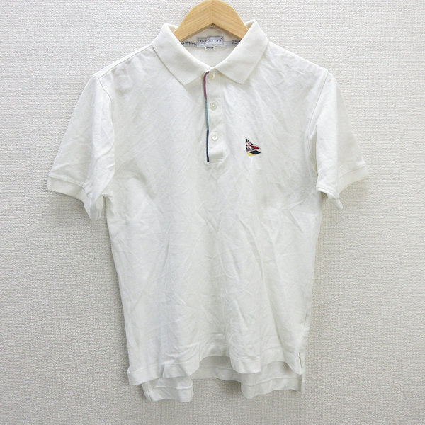 z■バーバリー/BURBERRY 半袖ポロシャツ ゴルフ 【M】白/men's/139【中古】■拍卖