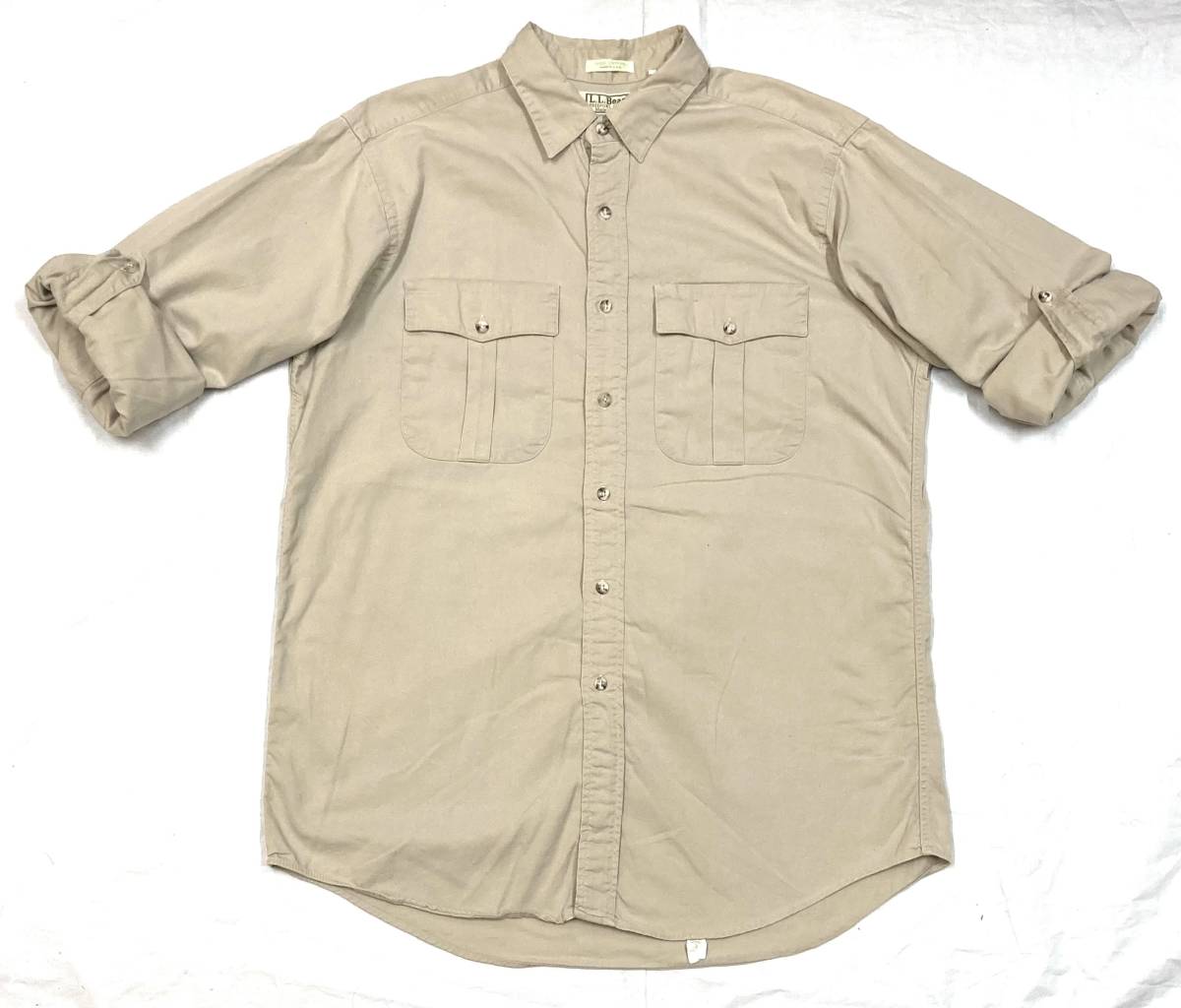 USA製 80s L.L.Bean コットン サファリ シャツ L LLビーン トラベル フィッシング アウトドア ビンテージ拍卖