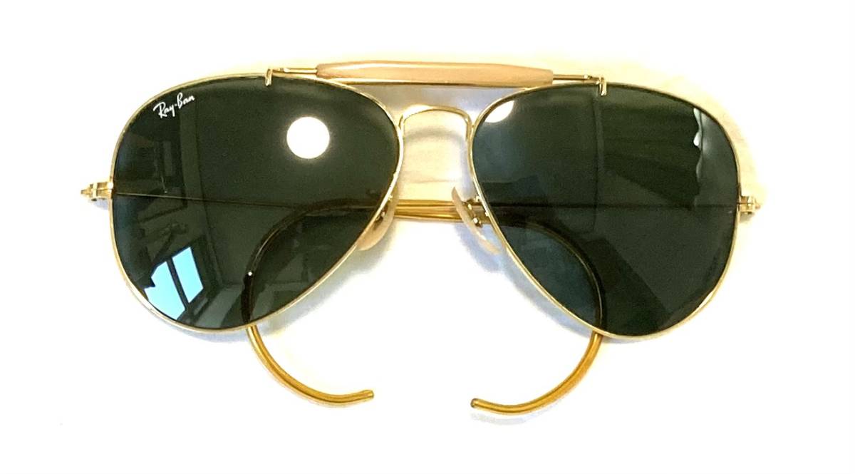ボシュロム USA製 RAY-BAN アウトドアーズマン なわて サングラス ゴールド×G-15 B&L OUTDOORSMAN ナワテ拍卖
