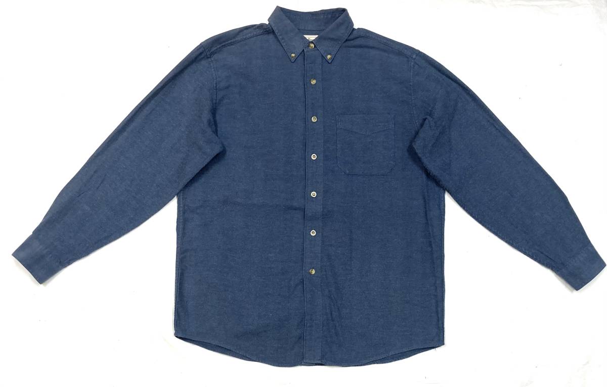 00s L.L.Bean ヘリンボーン ボタンダウンシャツ M LLビーン BDシャツ アウトドア拍卖