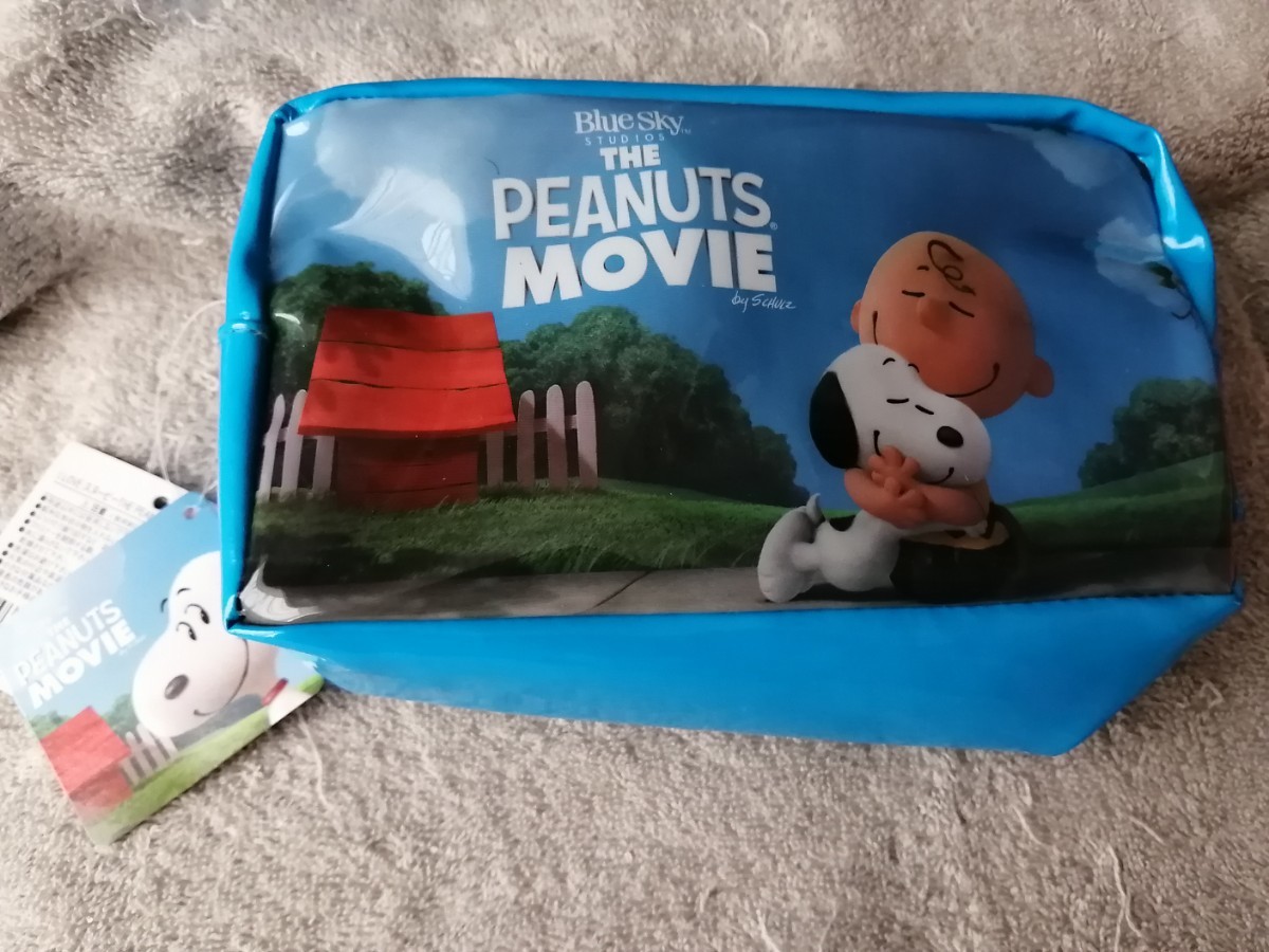 【訳あり・状態悪い】スヌーピー I LOVEスヌーピーTHE PEANUTS MOVIE BIGポーチ ブルー チャーリー・ブラウン & スヌーピー拍卖