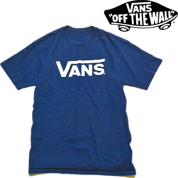 1点物◆バンズVANSブランドロゴプリントTシャツ古着メンズSレディースOKアメカジ90sストリート/スポーツブランド中古スケートSK8紺559327拍卖
