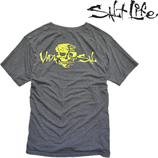 1点物◆ソルトライフ骸骨スカルバックプリントTシャツ古着メンズMLレディースOKアメカジブランド90sストリート/スポーツ/ポロシャツ559562拍卖