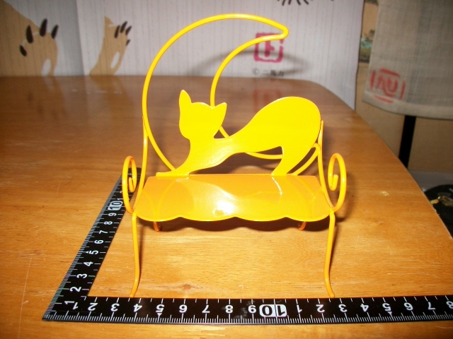 ●○オレンジスチール 三日月 猫 ベンチ ハロウィン◆PF いす・椅子・イス○●拍卖