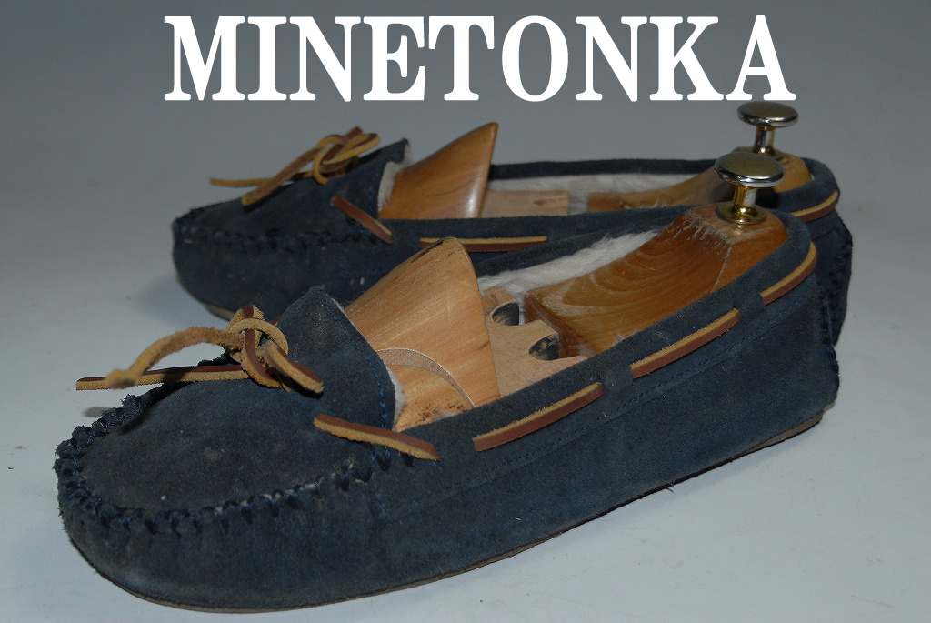 ●驚愕の最終価格!早い者勝ち!MIX84/驚愕の999円完全売り切り!ミネトンカ/24㎝/ロー/スエード・紺★超名作超定番!圧巻の存在感!拍卖