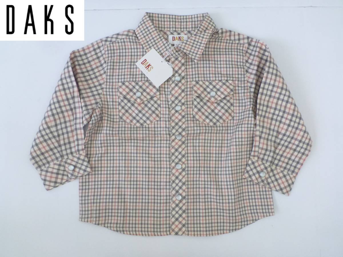 新品 DAKS ダックス★ハウスチェック柄 長袖 シャツ 90拍卖