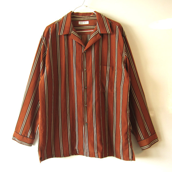 美品 ブラウニー BROWNY 開襟オーバーサイズシャツ ストライプ拍卖