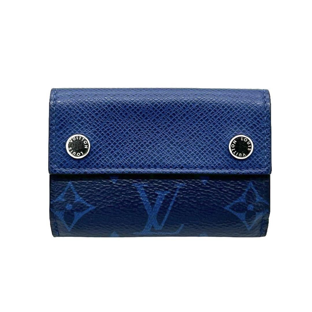 ルイヴィトン LOUIS VUITTON ディスカバリーコンパクトウォレット 3つ折り財布 ウォレット 財布 ブルー モノグラム 小銭入れあり 青 男性拍卖