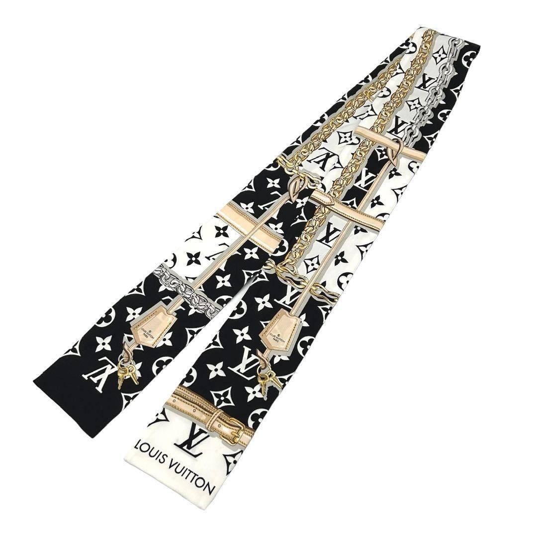 ルイヴィトン LOUIS VUITTON バンドー モノグラム コンフィデンシャル バンダナ 現行モデル 箱 ブラック ホワイト 白 黒 アクセサリー 小物拍卖