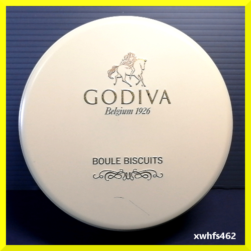 即決 GODIVA ゴディバ ブールビスキュイ チョコレート缶 丸缶 空き缶 金文字 アクセサリー 小物 入れ 収納 道具箱 裁縫箱 バレンタイン box拍卖