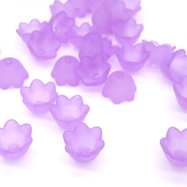 ハンドメイド クラフト パーツ 涼しげなお花のアクリルビーズ 30個 ラベンダー拍卖