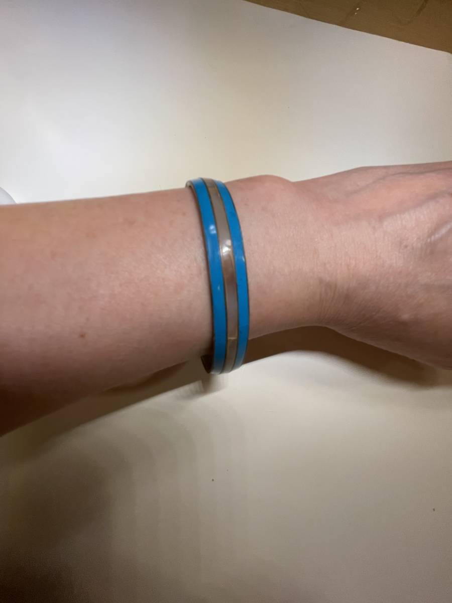 アンティーク・ブレスレット・バングル・ブルー×シェル素材・サイズ直径約7cm・150円拍卖