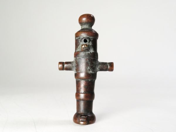 【5428】明治時代 提げ物 古銅 銃筒 根付(初品・買取品)拍卖