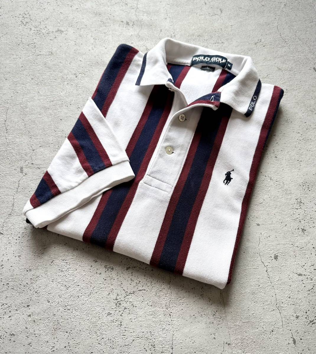 80s-90s USA製 POLO GOLF - RALPH LAUREN MULTI STRIPE POLO VINTAGE アメリカ製 ラルフローレン マルチストライプ ポロシャツ ビンテージ拍卖